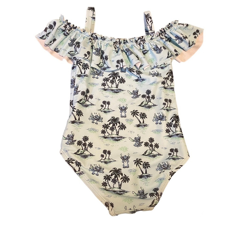 Disney Stitch Hawaiian Luau One Piece Swimsuit SPF 50 Blue - Picture 1 of 7